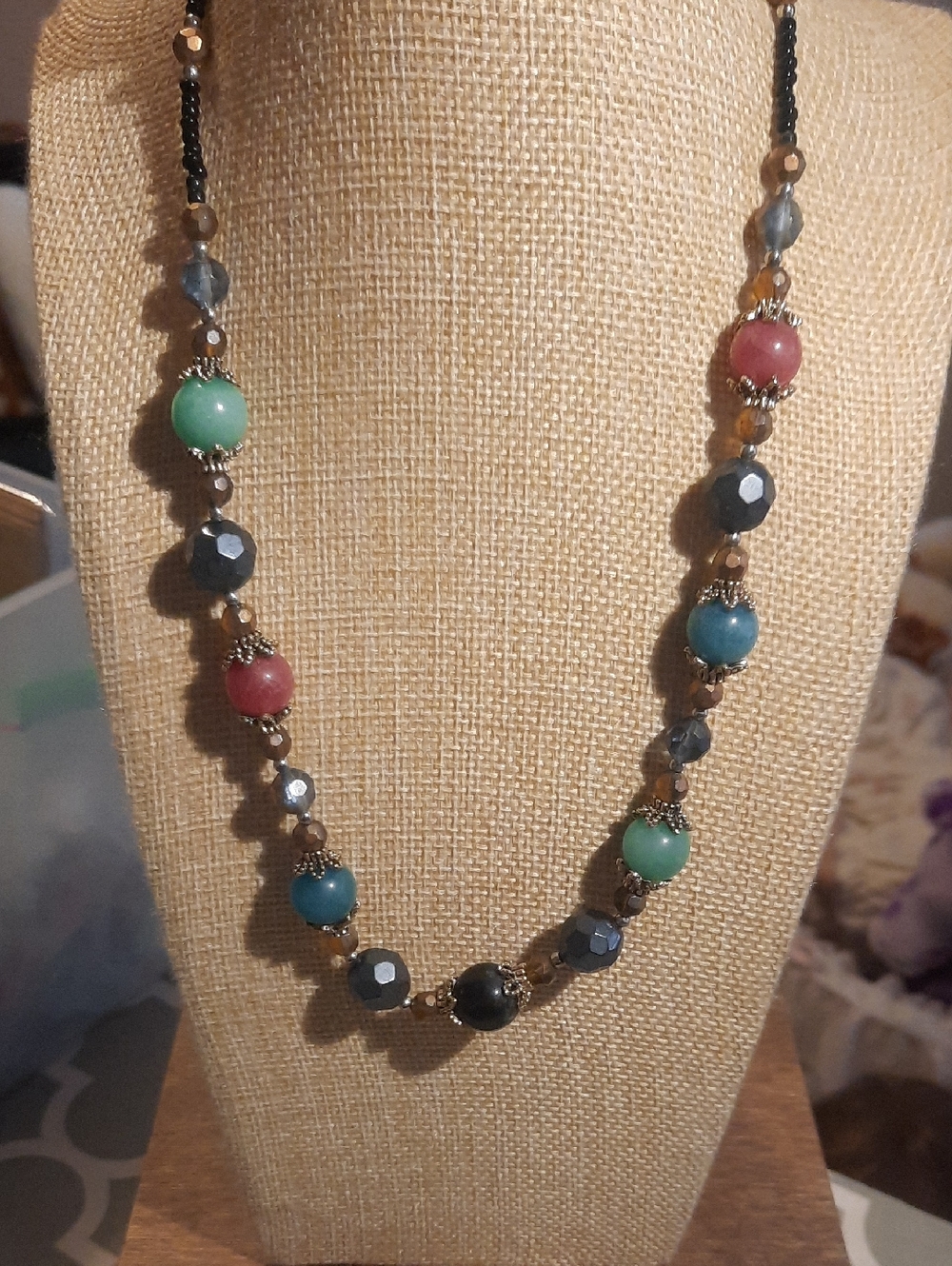 Multi-Color Beaded Women's Necklace - Gemstone Style